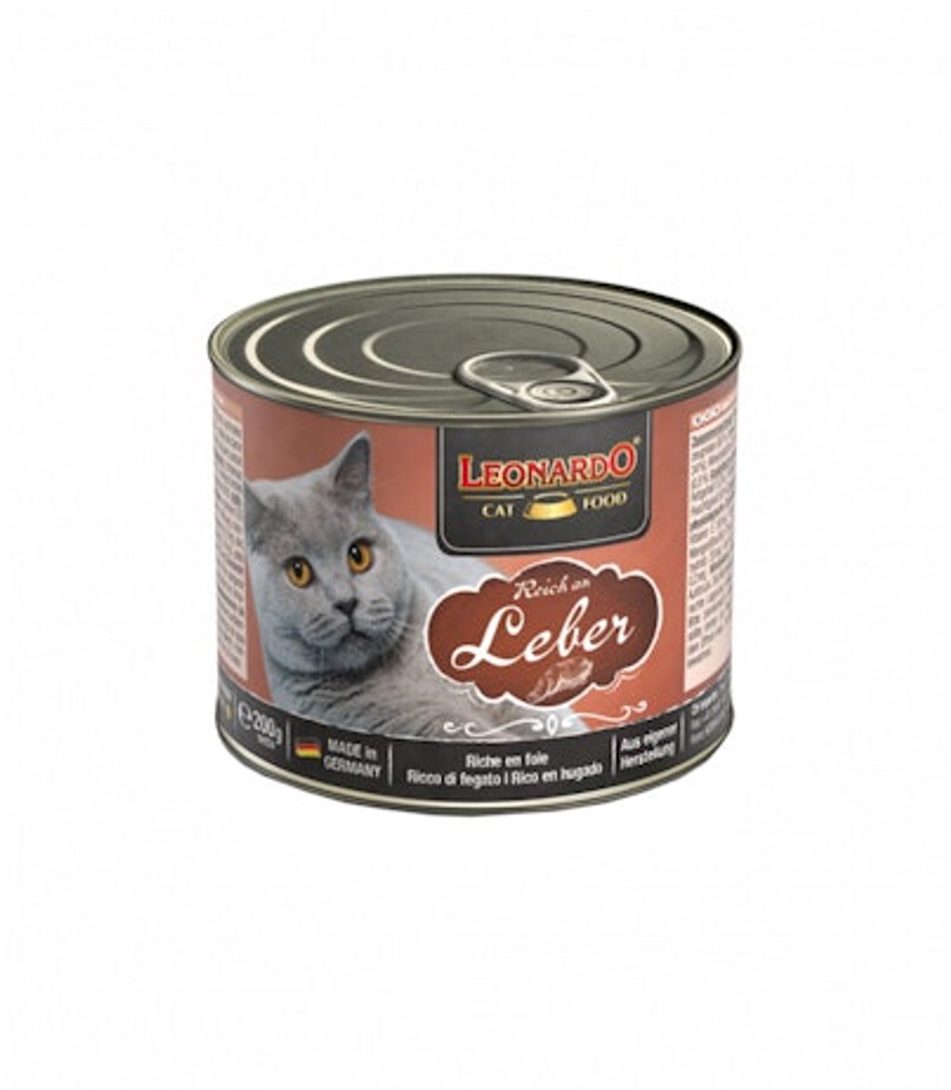 Leonardo - Rijk aan Lever - 6 x 200 g - Natvoer in blik voor katten