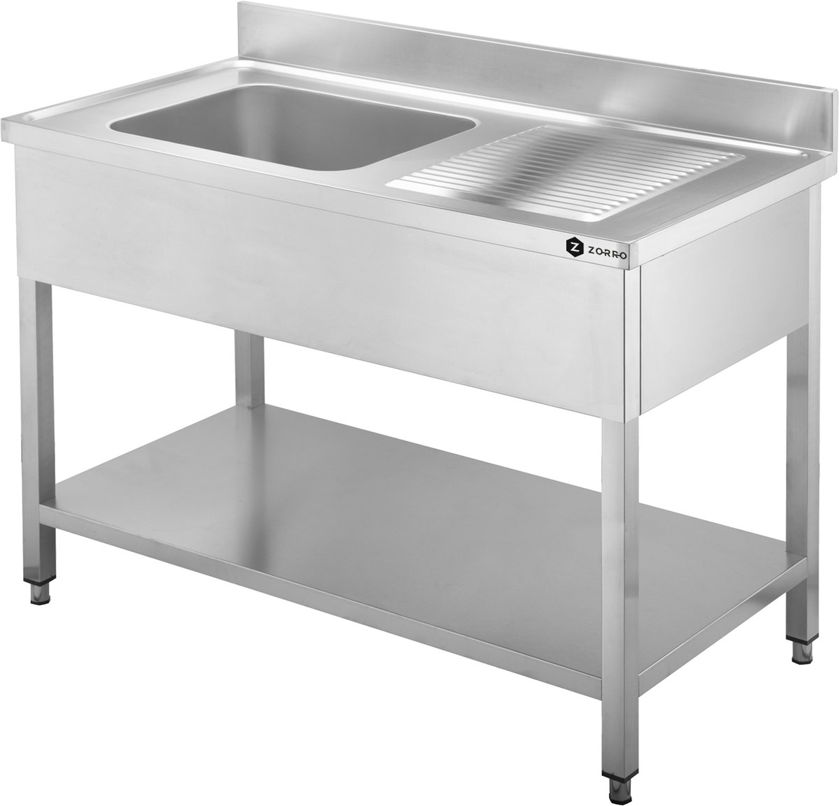 ZORRO Spoeltafel ZST 170/70/L – RVS Spoelunit met Spoelbak Links & Afdruipvlak Rechts – 120x70x85 cm – Horeca