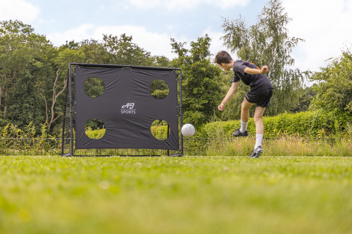 AJ-Sports Voetbaldoel met Doelwand - 300x200x90cm - Voetbalgoal - Goals - Voetbaltraining - Stalen buizen - 4 Schietgaten - Snelle Montage -Zwart — afbeelding 15