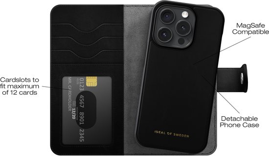 Ideal of Sweden Magnet Wallet+ MagSafe iPhone 15 Pro Noir