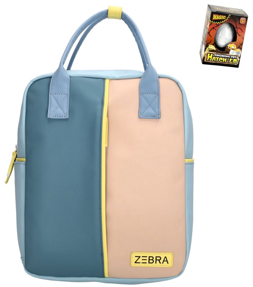 Zebra Rugzak Scott Blue - kinderrugtas, rugtas, kinderrugzak, schooltas, tas + Dino Ei