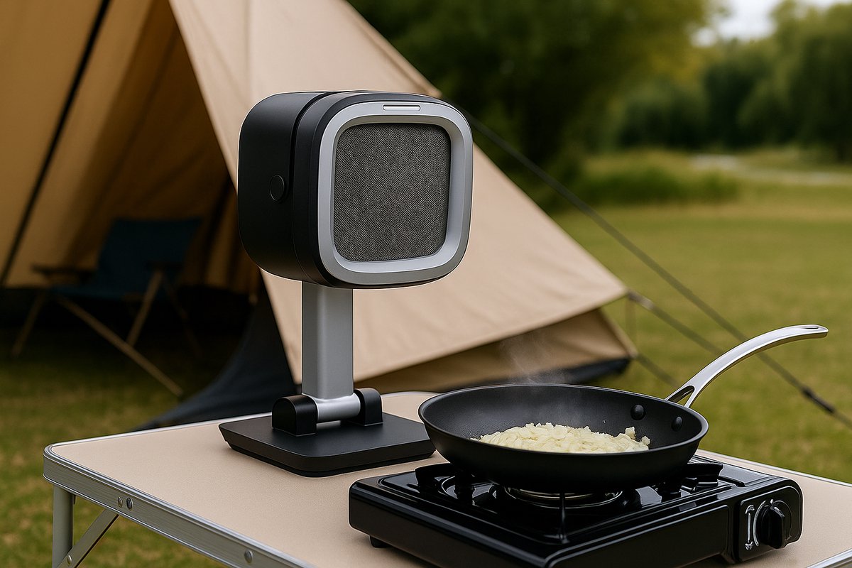 Fameilleur mobiele afzuigkap- draadloos- Draagbare Afzuig kap – Opvouwbaar & Compact – 3 Snelheden – Zonder Afvoer – Met LED Verlichting & Koolstoffilters – 24W – 40,5 cm Hoog-Voor Keuken, Tafel, Koken op Camping, Gourmetten & Grillen-voor op camping