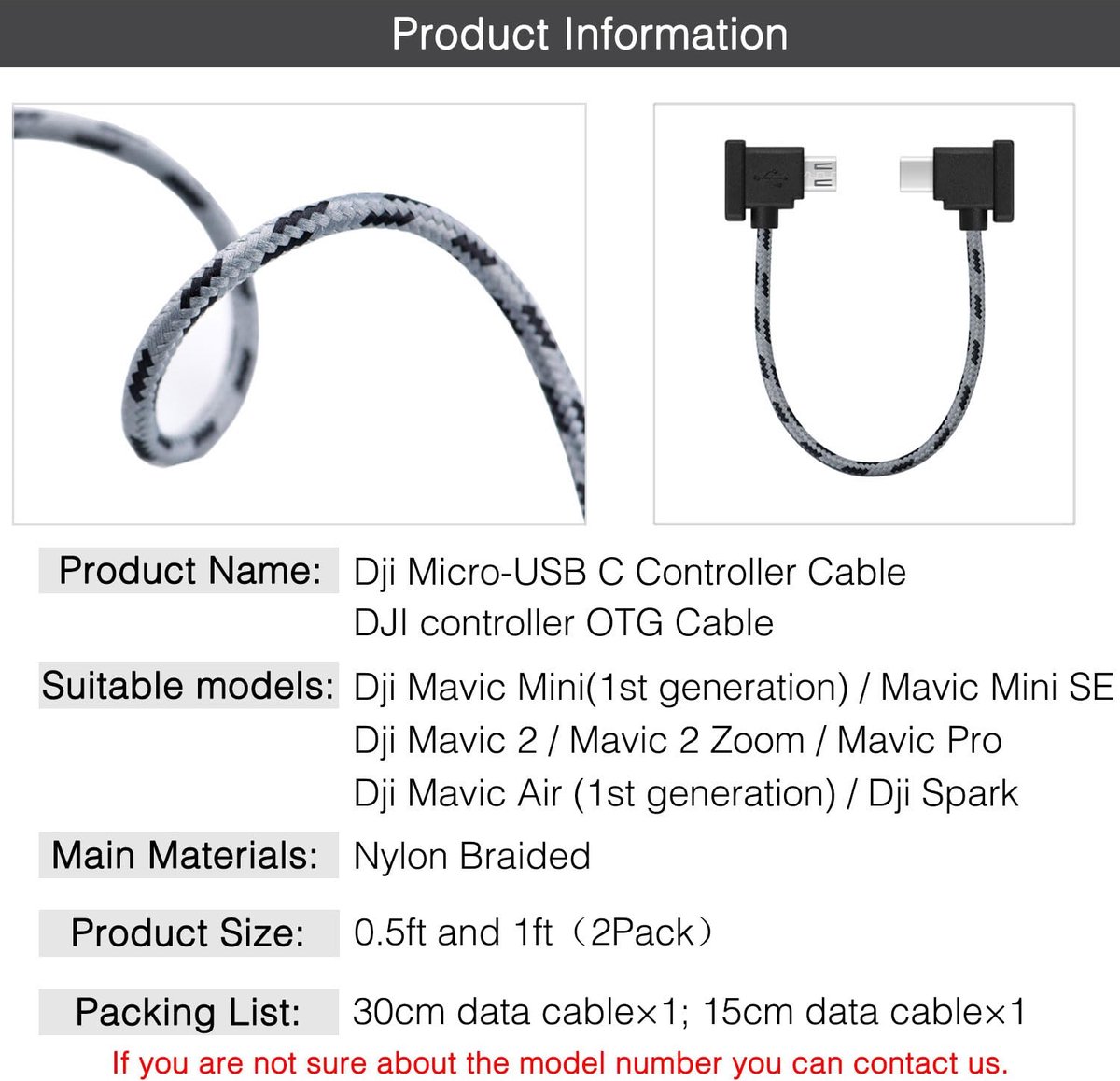 30 cm + 1,5 m (2 stuks) Micro naar USB C Aluminium Kabel, Geschikt voor iPhone 15 Pro, DJI Mavic Mini, Mini SE, Mavic 2 Pro/Zoom, Mavic Air, Mavic Pro, Spark, DJI Drone naar Tablet Kabel – foto 4