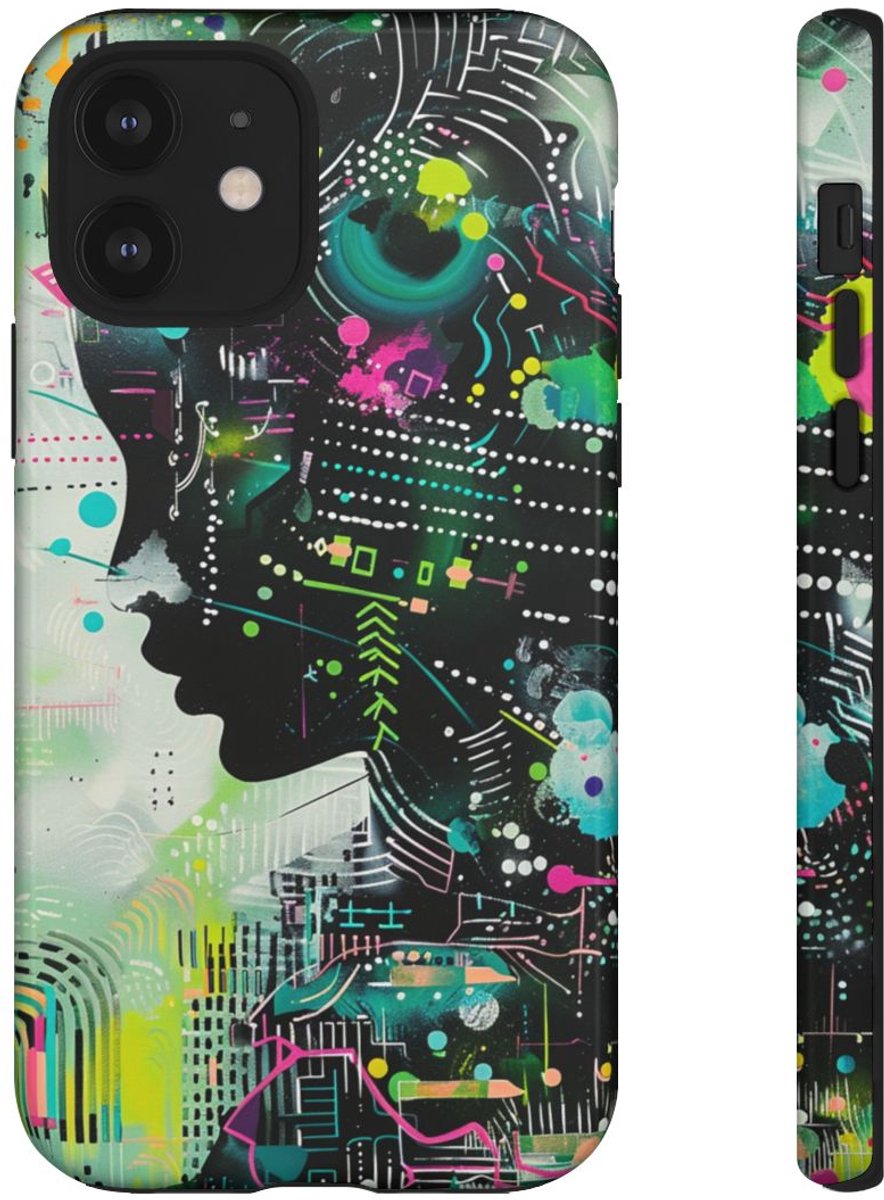 Abstract Neon Geometrisch Profiel – Telefoonhoesje Geschikt voor iPhone 12