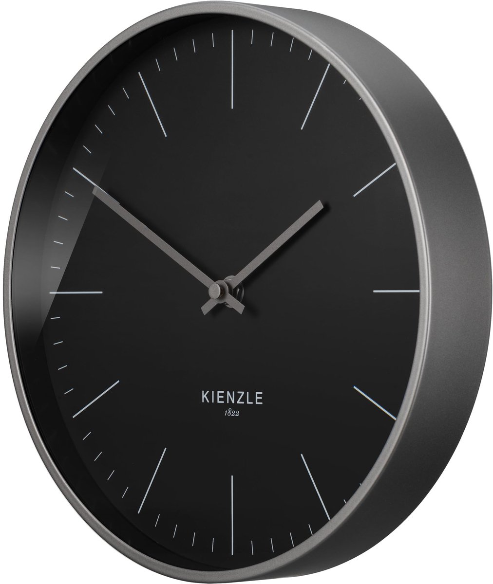 Kienzle Wandklok - Modern Antraciet - 25cm - Radiogestuurd - Antraciet