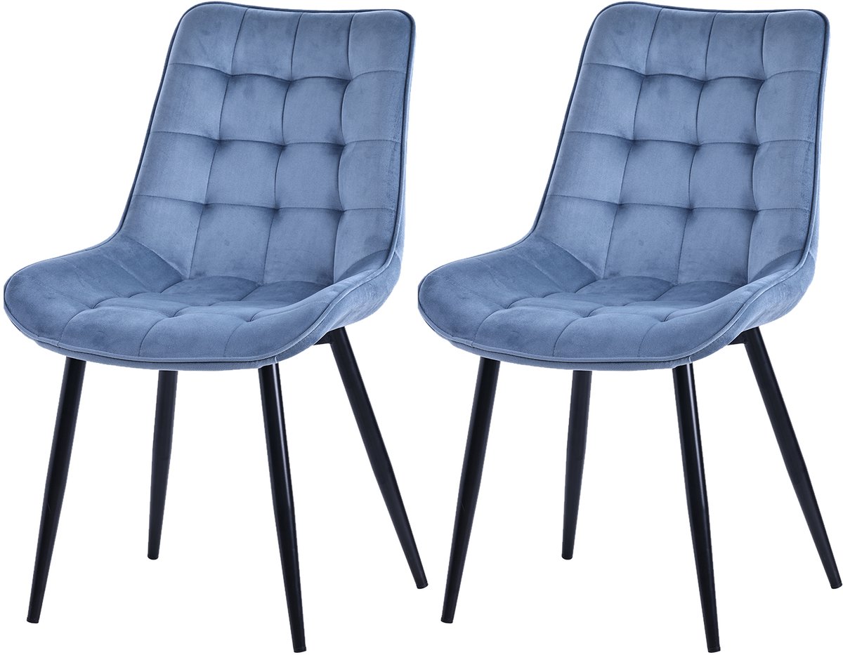HOMAVO YZ2 Set van 2 Eetkamerstoelen – Velvet/Fabric Stoelen met Metalen Poten – 53x62.5x88 cm – Comfortabel & Stijlvol – Modern Design