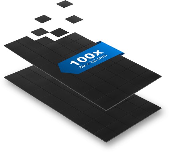 MIN CI 300 stuks magneten, zelfklevend, sterk, 10 x 10 x 2 mm, magneetfolie, zelfklevend, platte magneten voor magneetbord, zelfklevende magneetplaatjes, koelkastmagneten voor whiteboard