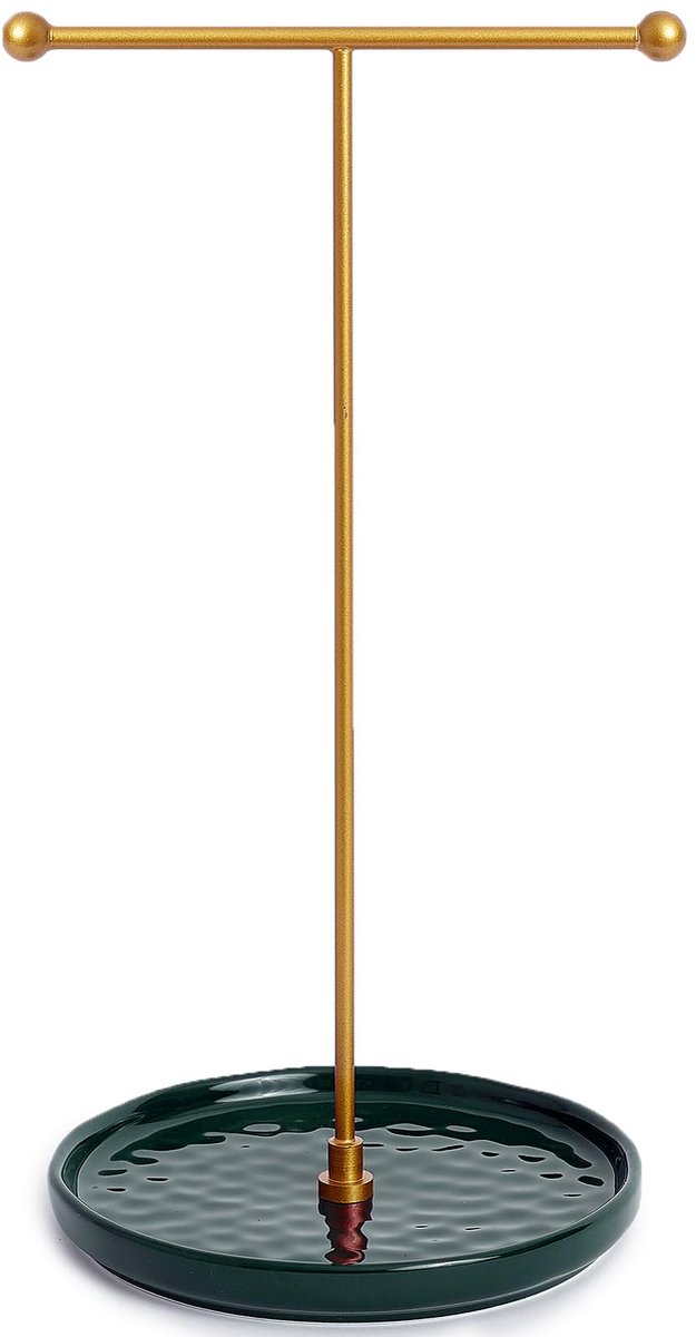 HQSHNY Sieradenstandaard Goud - 15 cm Keramische Basis x 30 cm Hoogte Sieradenboom, Sieradenhouder voor Kettingen, Armbanden, Ringen, Oorbellen en Hangers, Smaragdbos