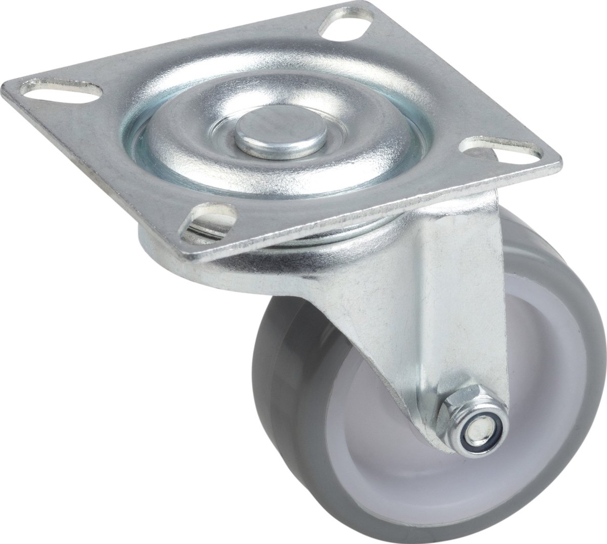Metafranc zwenkwiel Ø 50 mm - 60 x 60 mm plaat - polyurethaan wiel - zacht loopvlak - glijlager - draagvermogen 65 kg / transportwiel / meubelwiel / zwaarlastwiel / 802870