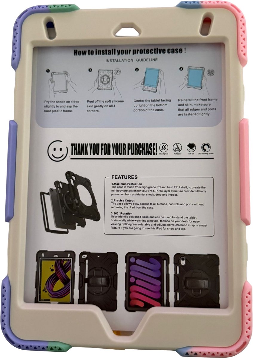 iPad mini 8.3 4/5 met stand en rotatie + rainbow