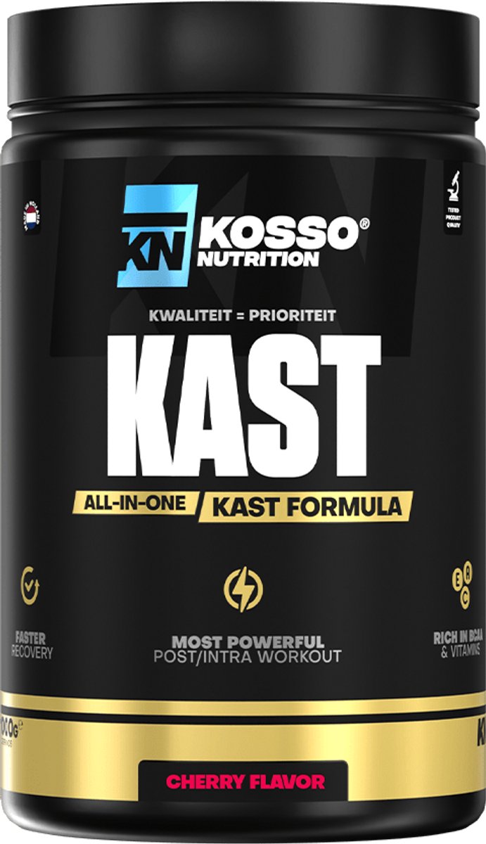 Kosso Nutrition – KAST – Alles-in-één – Kers – Eiwit, Creatine & BCAA – Herstel & Spiergroei – 900g