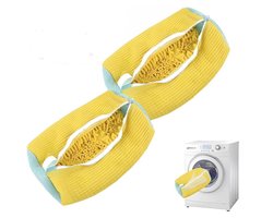 WNHB® Schoenwaszak met 360 Graden Reinigingsborstel - Herbruikbaar Wasnet voor Schoenen - Beschermhoes voor Wasmachine - Geel