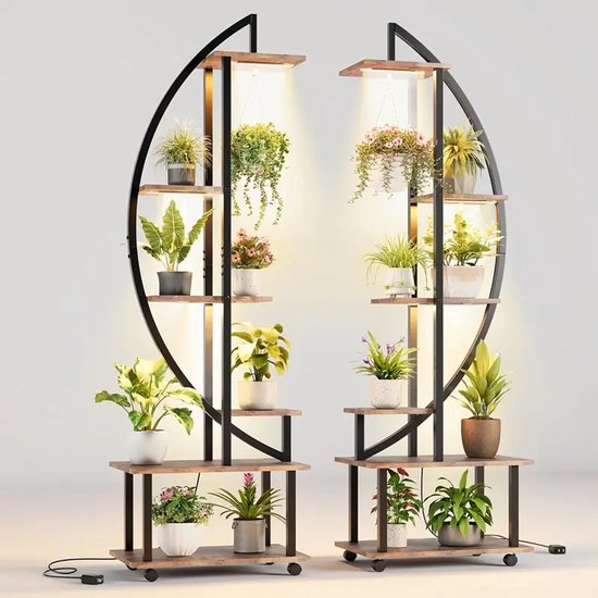 CarolynDesign Metalen plantenstandaard met 6 niveaus voor binnen en buiten, meerdere plantenpotten voor woonkamer, terras, gazon, tuin, balkon