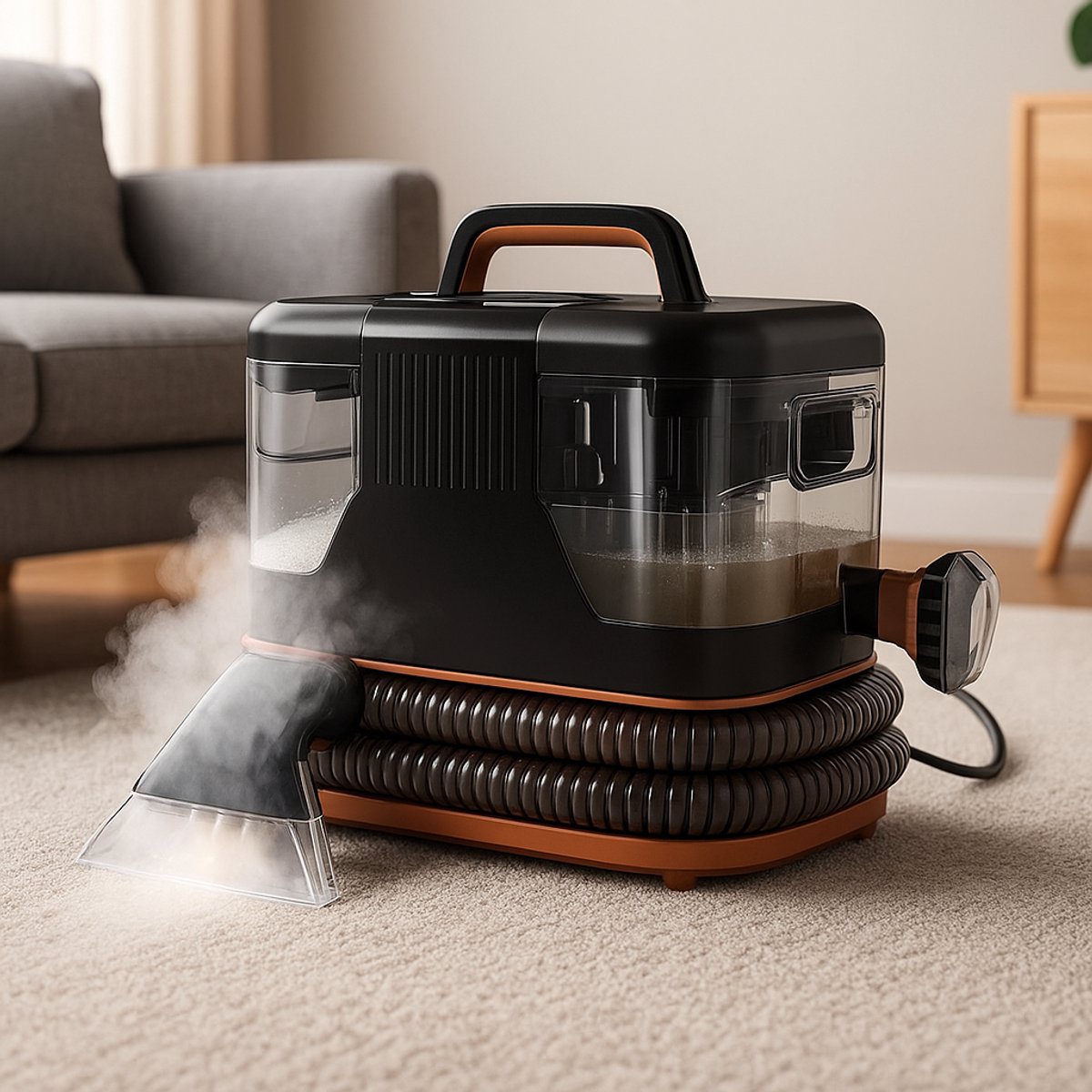Fameilleur Tapijtreiniger 400W – Krachtige Vlekkenreiniger voor Tapijt, Vloerkleden, Stoffen Meubels, Banken & Autostoelen – 11 kPa Zuigkracht – 2 Waterreservoirs – Lichtgewicht – Compact – Stil – 4 Meter Snoer – Incl. Vloer- & Meubelmondstuk- tapijt