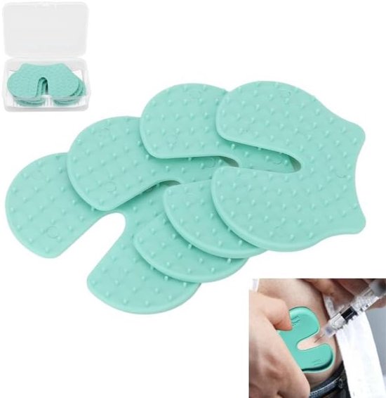 Shot Pain Reducer - 4pcs Reusable Plastic Immunization Assistance Pad - Portable Shooting Aid Blocks - Pijnstillers met Opbergdoos voor Kinderen en Volwassenen (Groen)