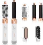 LYNEX Airstyler Krultang 5 in 1 - Multistyler - Föhnborstel - 5 in 1 multi styler- 2025 model - Stijltang - Hairwrap - Haardroger met Borstel - Wit/Goud met handshonen