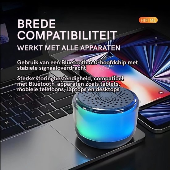 Draadloze Speaker BW200 – Mini Speaker met RGB-licht – Waterdicht - Draagbaar. — afbeelding 4