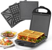 Bol.com Taylor Swoden 3-in-1 Contact Grill - Tosti Apparaat - Wafelijzer - 3 Verwisselbare platen - Anti aanbaklaag - 1200W - Br... aanbieding
