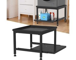 Wasmachine Verhoger Met Uitschuifbare plank - Wasmachine opbouwmeubel - Wasmachine Sokkel - 63x54x45.5cm - Zwart
