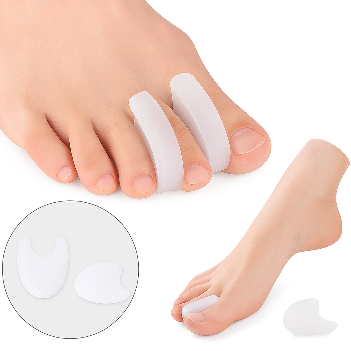 Goedkoopste Siliconen Teencorrector I Teenspreiders I Gel I Hallux Valgus I Teen Recht Maken I Toe Straigntner I Wit I 2 Stuks