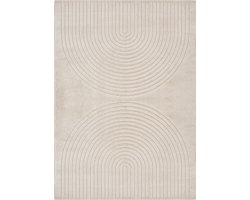 the carpetElisa – Zacht Hoogpolig Vloerkleed voor Woonkamer, Modern Geometrisch Design – Beige – 80 x 150 cm