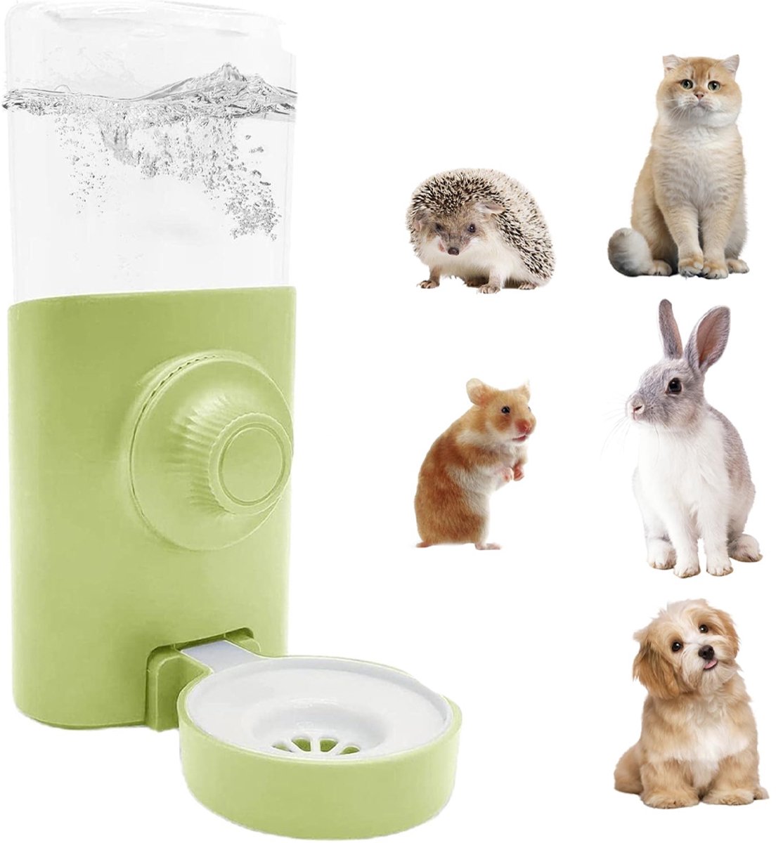 Waterfles voor Kleine Huisdieren – Automatische waterdispenser – Drinkfles voor hamsters – Hamster-drinkfles – 600 ml waterdispenser – Hangend Waterdispenser voor Kooi – Drinkfles voor Konijn Cavia Chinchilla Egel Fret Eekhoorn – Groen