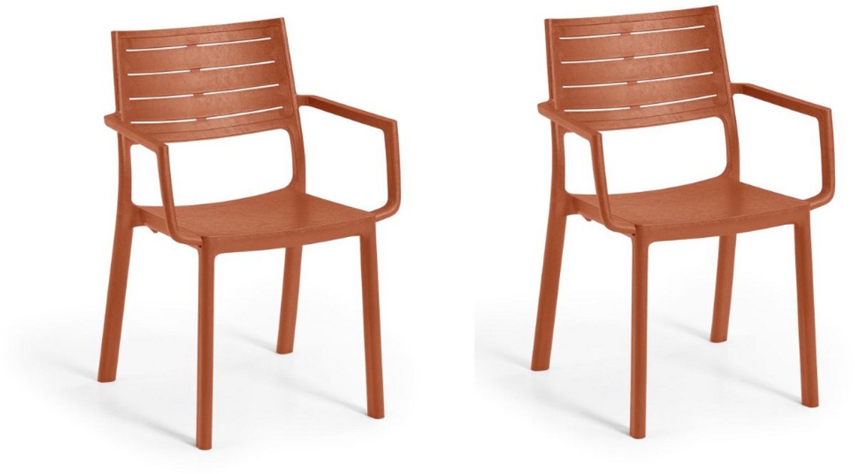Keter Metaline tuinstoel - 2 stuks - 53,3x60,2x81,3 cm - Terracotta