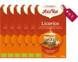 Yogi Tea Licorice Bio - Biologische Kruidenthee met Zoethout, Kaneel en Gember voor Een Zoete en Kruidige Smaak - Tray van 6 Stuks