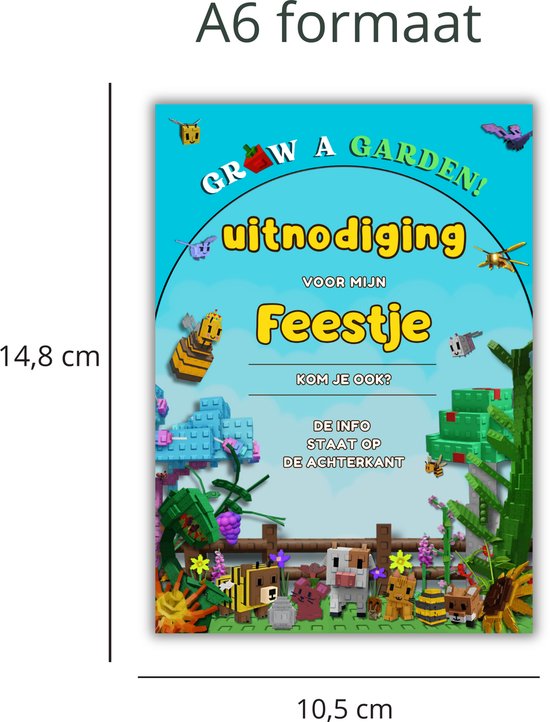 roxisha - Set van 10 uitnodigingskaarten verjaardag thema Minecraft enveloppen - Jongen en tieners - Postkaart 10,4 x 14,8 cm - Voorgevuld in het Frans - Ideaal voor feestjes en snacks