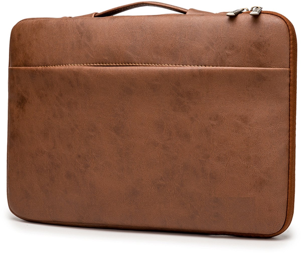 Lopoleis® Leren Laptoptas 14 inch – Bruin – Luxe Laptophoes – Laptop sleeve – Geschikt voor Macbook Air & Pro – PU leer – 14 inch – Bruin