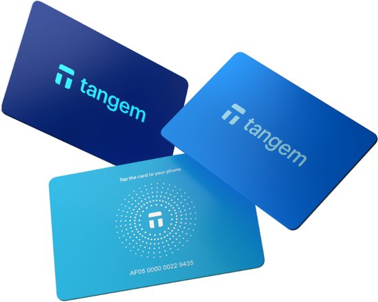 Tangem Wallet 3 kaarten - Hyperblue - met Recovery Seed functionaliteit
