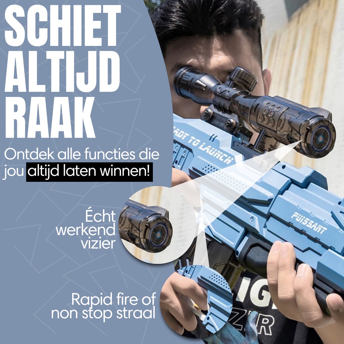 Modito Automatisch Waterpistool met Vizier Blauw - Elektrisch Waterpistool - Watergeweer - Super Soaker - Watergun - Buitenspeelgoed — afbeelding 5