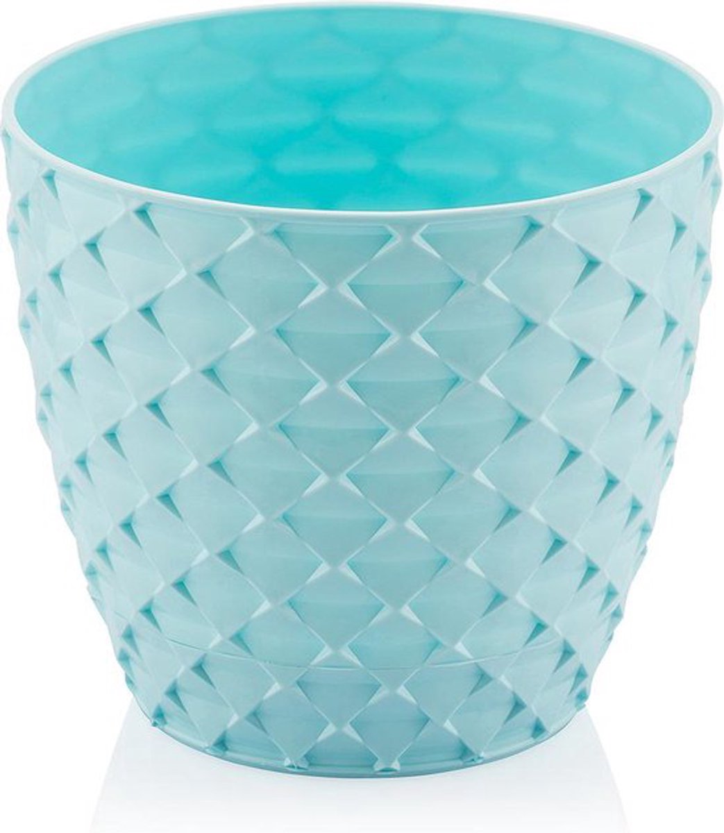 2x Bloempot KAPADOKYA turkoois met drainage 5L UV-bescherming in- & outdoor