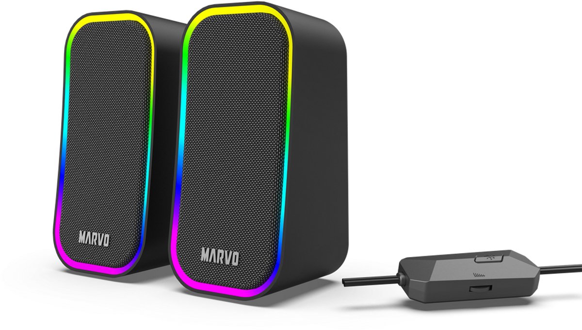 Speakers MARVO HAVOC 20 - 2x3 watt- RGB verlichting - zwart