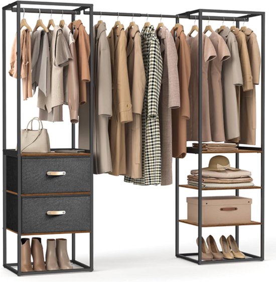 Songmics Open Kledingskast XL - Opbergkast - Garderobekast - Voor slaapkamer, woonkamer - 180x180x40