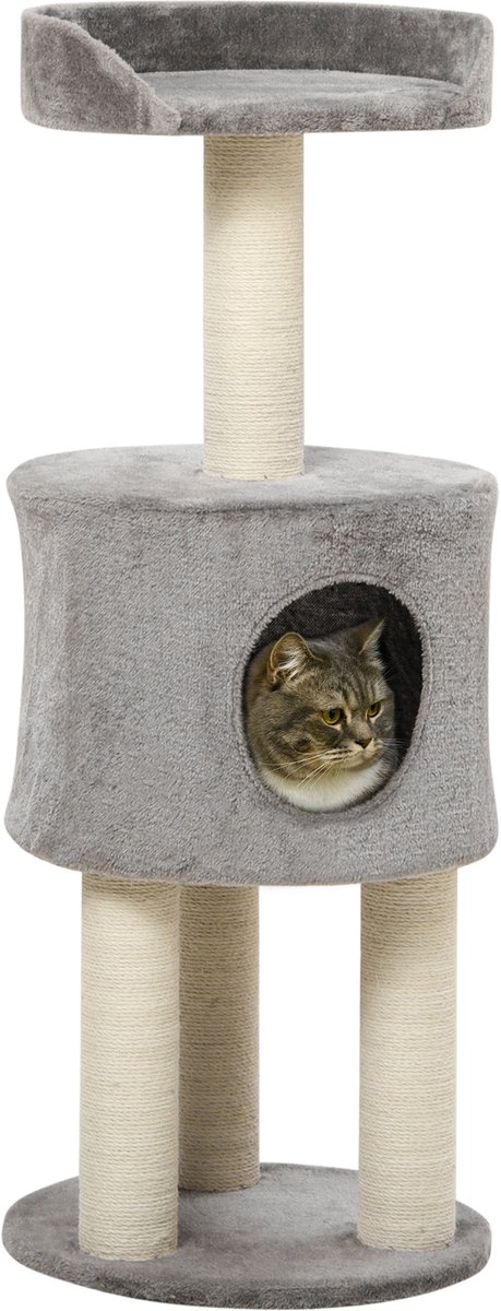PawHut-kattenboom-spaanplaat-40x40x103cm-grijs
