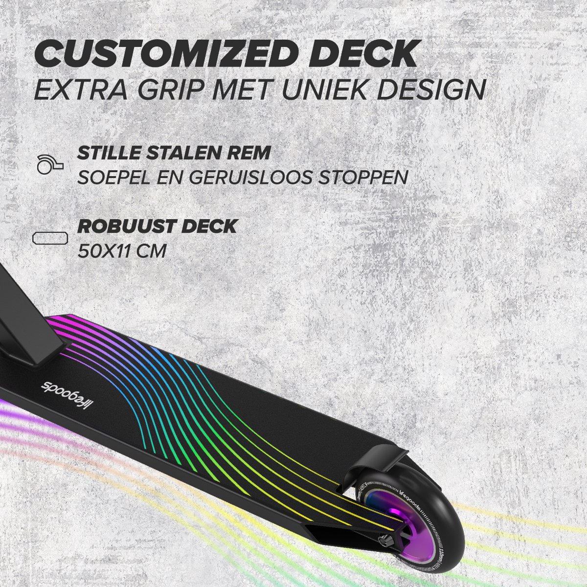 LifeGoods Stuntstep Pro X - T-Stang - HIC - Step - 110mm - 100KG - Regenboog — afbeelding 10