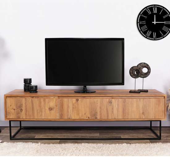 Lupin 180 Meuble TV | 100 % MÉLAMINE | Noyer, Noir - Asir Group - Armoires de salon - Brun - Mélamine|Panneaux de particules - Armoires de salon