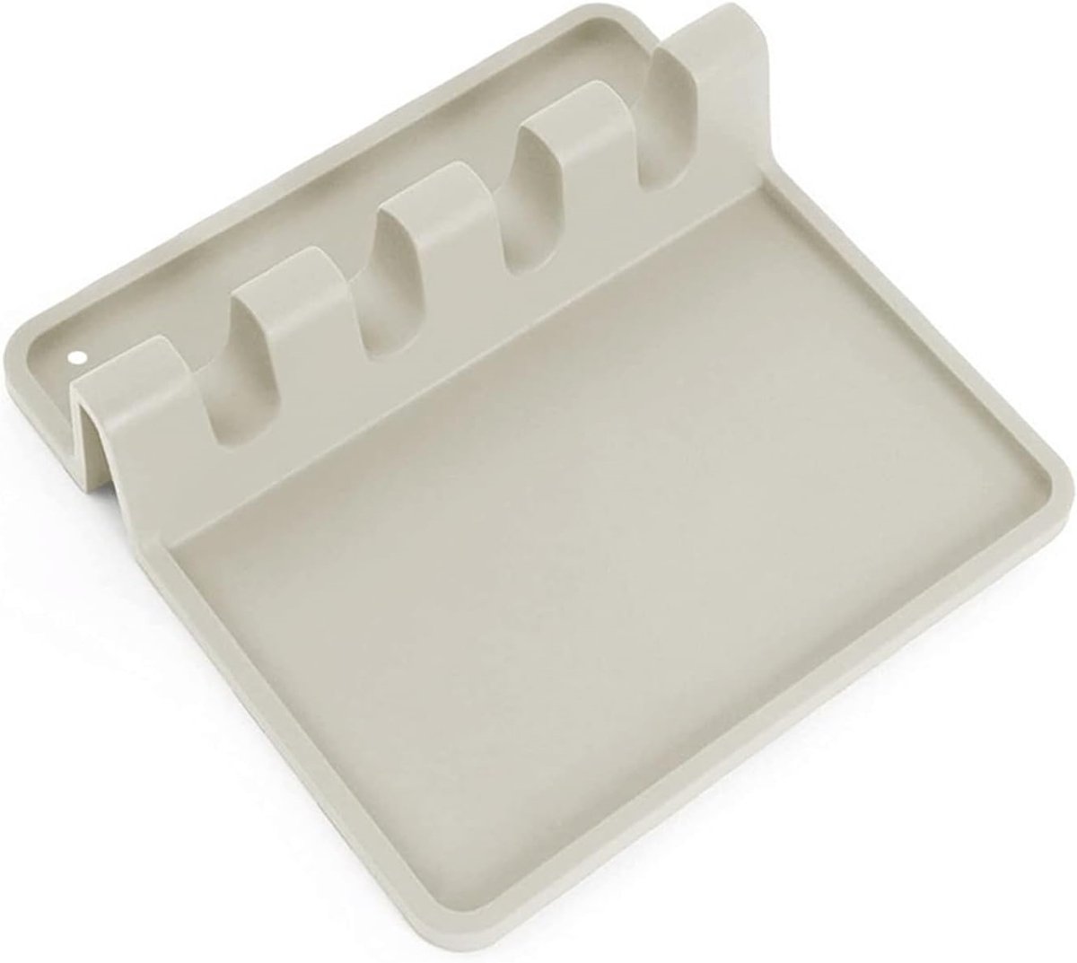 Daity 1-pack - Siliconen lepelhouder - BPA-vrije - duurzame lepelhouder met lekbak - hittebestendige keukenlepelhouder (Beige, 13,8*13,8 cm)