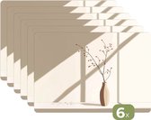Napperons - 6 pièces - 45 x 30 cm - Sets de table en plastique - Vase - Branches - Baies - Minimaliste - Dessous de Assiettes - Décoration de table - Accessoires de décoration de table de Cuisine - Dessous de plat en Vinyl - Décoration de table