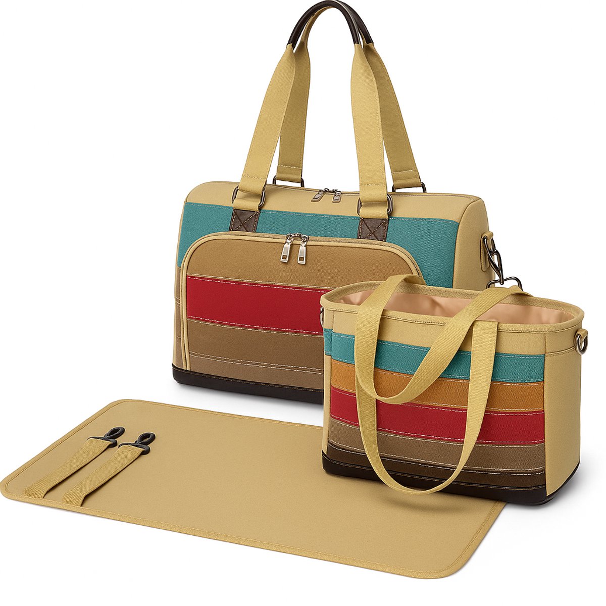 Bol.com Miss Lulu Luier- en Verzorgingstas – Luiertas Set – Afneembare Draagtas - Stijlvol – Multicolor - Premium Kwaliteit - Gr... aanbieding