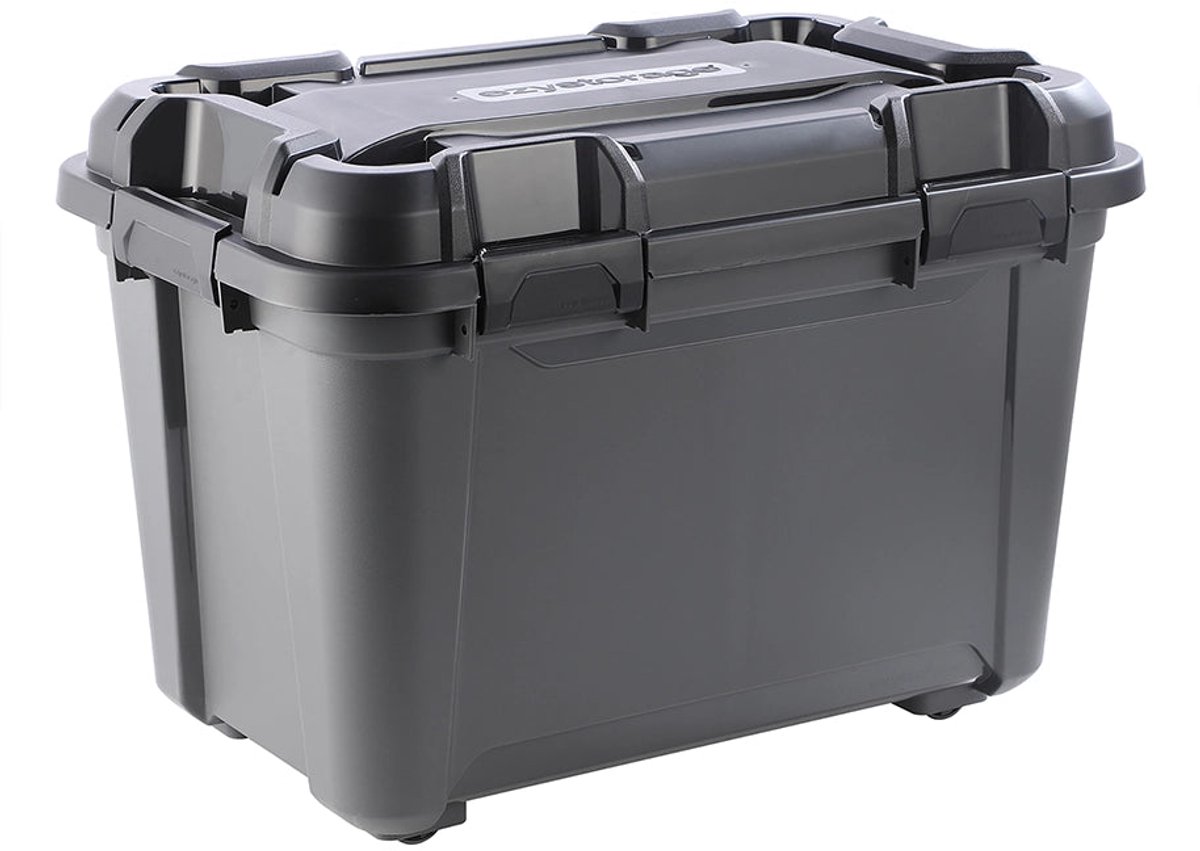 Ezystorage Bunker Stoer Zwart 55l - Opbergbox Met Deksel, Stapelbaar En Verrijdbaar
