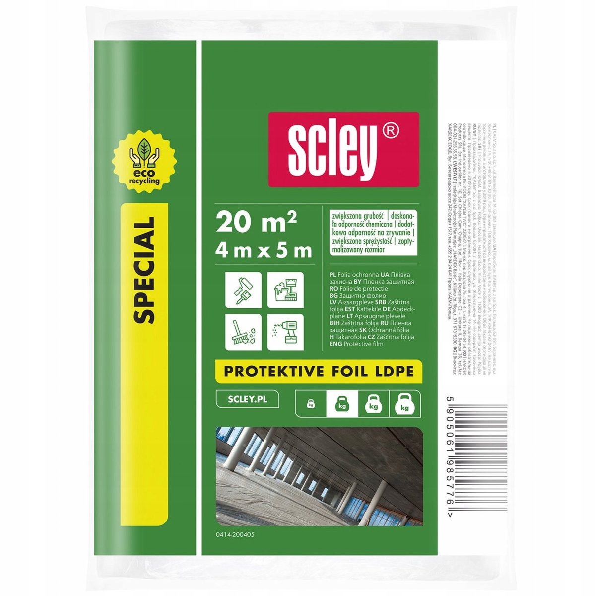 Kaem Scley Serie - Beschermende Verffolie - 4x5m - Hoge Sterkte - ECO Materiaal - Lichtgrijs