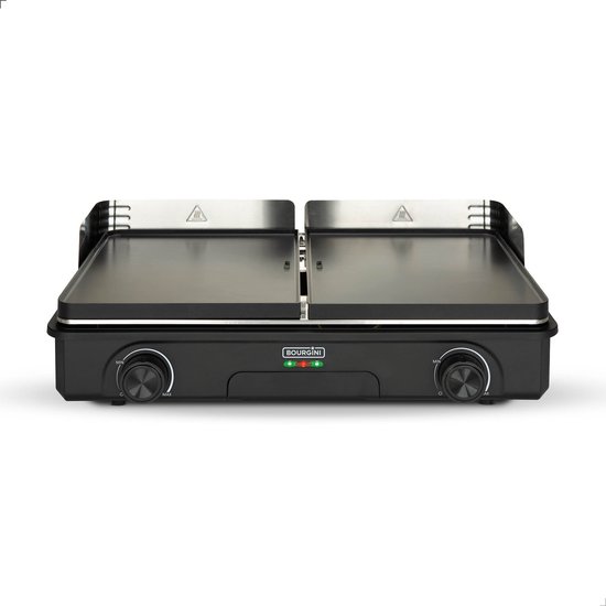 Bourgini Plancha Pure voor 8 personen – Keramische coating (PFAS-vrij) – Elektrisch – Gezond grillen – Keerbare bakplaten ribbel en vlak