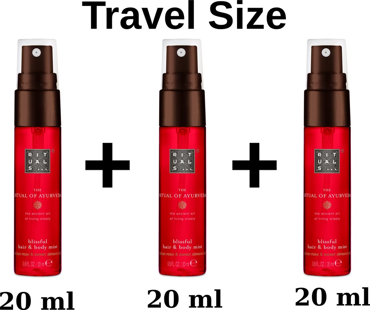 Rituals of Ayurveda Travel Hair and Body Mist 20 ml x 3 = 60 ml + Gift bag