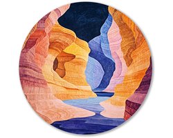 Kleurrijke surrealistische canyon - Canyon muurdecoratie rond - Wandschalen natuur - Surrealistisch - Forex muurkunst rond - Kunst aan de muur - muurcirkel forex 60x60 cm