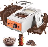 Bol.com Chocolade Smelter - Chocolade Fondue - Chocoladesmeltkroes - Smelt Chocolade - Elektrische Chocoladesmelter - 2 Tanks - ... aanbieding