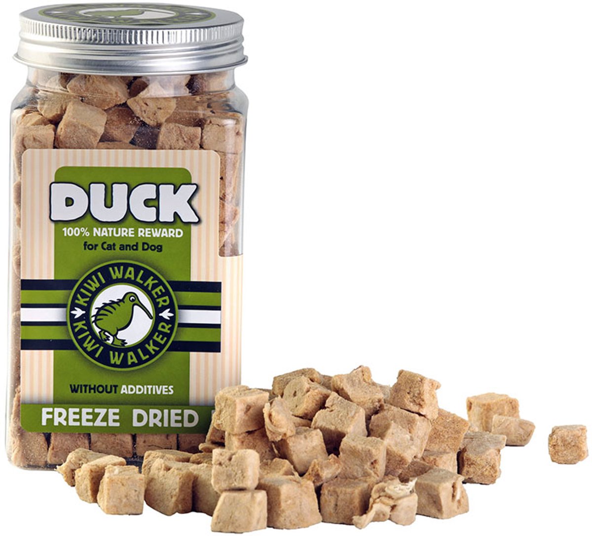 kiwi walker - honden en kattensnack - duck - eend gevriesdroogd 80 gr - 100% natuurlijk - geen additieven