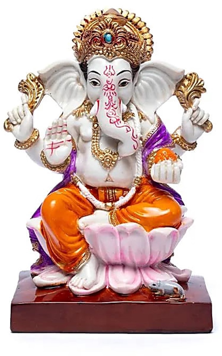 Ganesha beeld – Ganeshabeeld op Lotustroon – 19 cm