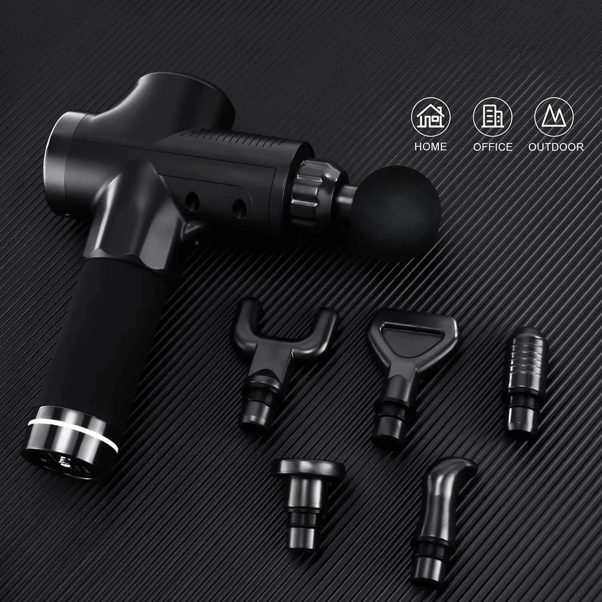 Afbeelding 2 van Massage Gun - Massage Apparaat - Massage Pistool - Inclusief Koffer en 6 Opzetstukken - Krachtig en Draadloos - Extra Krachtig en Stil - Sport en Relax Massage Apparaat - Professioneel - Fitness - Moederdag Cadeautje - Zwart